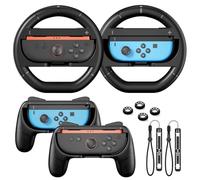Switch 2 Accessories Bundle For Nintendo Switch 2/Switch1/OLED Joycons, Steering Wheel For Mario Kart World/8 Deluxe, Controller Grip With Ergonomic Design, Anti-Slip Thumb Grip Joy-Stick Caps