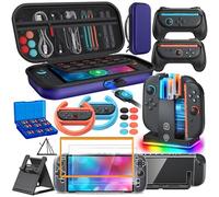 Switch 2 Accessories, Case Bundle for Nintendo Switch 2 2025 Console,[Charge Inside]FYOUNG 23 IN 1 Kit:Carrying Case,Controller Charger,Protective Shell,Grip for Joycon, Steering Wheel-Blue