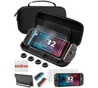 Switch 2 Case Accessories for Nintendo Switch 2/OLED Bundle, Slim Switch Carry Case with Protective Clear Dockable Case, Hard Shell Travel Carrying Case, 2 Screen Protectors, 4 Thumb Grips, Game Case