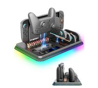 Switch 2 Charging Station with Game Card Holder & RGB Lights - All-in-One Organizer for 4 JoyCons & 1 Pro Controller, Fast Charging, Smart Protection, for Nintendo Switch 2 Accessories