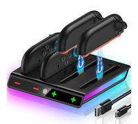Switch 2 Charging Station with RGB Lighting Compatible with Switch 2 Console, & Magnetic 4 Charging Station with Charging Indicator/Fast Charging