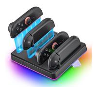 Switch 2 Controller Charger Dock with RGB Lighting, LED Indicator, Wall Mount & Type-C Port - Fast Charging Station for 4 Joy-Cons - Compact & Neat Design - Must-Have Switch 2 Accessories
