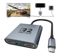Switch 2 Dock,Portable USB C Docking Station with 4K@120Hz/PD 100W/1000M Ethernet/2 USB 3.0 Port,Aluminum Alloy Travel TV Dock for Switch 2/Switch/Steam Deck/ROG Xbox Ally X/Legion Go 1/2/S