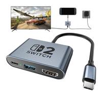 Switch 2 Dock,Portable USB C Docking Station with 4K@120Hz/PD 100W/USB 3.0 Port,Aluminum Alloy Travel TV Dock for Switch/Steam Deck/ROG Xbox Ally X/Legion Go 1/2/S