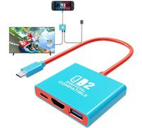 Switch 2 Dock, Replacement for Nintendo Switch 2 Dock Support 4K/60HZ Switch 2 TV Mode Compatible Nintendo 2, Portable Travel Switch 2 Docking Station with HDMI2.0/PD 100W/USB3.0 Port