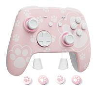 Switch 2 Pro Controller Compatible with Nintendo Switch 2/OLED/Lite, Firefly Switch Controller Wireless Bluetooth Gamepad with 7 LED Colors/Paddle/Turbo with 4 Thumb Grips - Cat Paw Pink