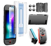 Switch 2 Screen Protector Accessories for Nintendo, 10-In-1 Bundle: Tempered Glass, Dockable Case Clear Hard Shell, Two Protective Cover for Joycon Controller Thumb Grip, 2025 Switch2 Console Game Kit