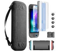 Switch 2 Slim Carrying Case Accessories for Nintendo, 11-in-1 Travel Bundle: Glass Screen Protector, Dockable Protective Cover Hard Shell Thumb Grip for Joycon Controller 2025 Switch2 Console Game Kit