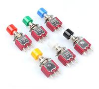 Switch 20pcs 3Pin C-NO-NC 6mm Mini Momentary Automatic Return Push Button 2A 250VAC/5A 120VAC Switches PS-102 MTS-10(Blanc)