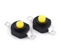 Switch 2Pin Horizontal Flashlight Button 1412-D Self Loc ON-Off SPST Yellow Push 1.5A 250V AC Length 14mm Width 12mm