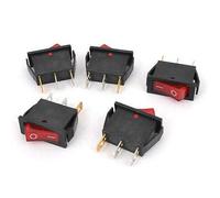 Switch 5 Pcs AC 250V/15A 125V/20A 3-Pin SPST I/O Red Light Panel Mounted Rocer