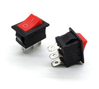 Switch 5 Pcs CD1-10 Rocer Power Button SPT 2 Feet 15x21mm Control Red Lid ON-Off 6A250V 10A 125V Selling(KCD1-101-3p)