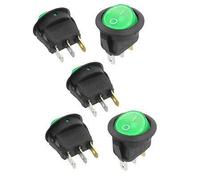 Switch 5 X AC 6A/250V 10A/125V 3Pin SPST Green Lamp O/F On-Off Round Boat Rocer Switch