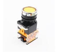Switch 6Pcs Self-Reset/Self-locing Button and DurableLAY38-11BN Flat 22MM Normally Open Closed(6Pcs Yellow,Self-reset)