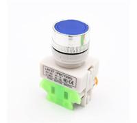 Switch 6Pcs Self-Reset/Self-locing Button LAY37-11BN Flat 22MM Y090 Normally Open Closed(6Pcs Blue,Self-reset)