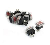 Switch AC 3A/6A 250V/125V Panel Mount Red Button Waterproof Rocer Switches 10Pcs