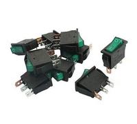 Switch AC250V 15A Green Light SPST 3 Pin Soldering in Mount Rocer Switches 10 Pcs