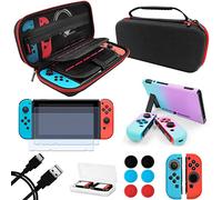 Switch Accessories Bundle 9-in-1, Carrying Case for Nintendo Switch, Grip Protective Cover/Joy-Con/Analog Cap/Card Case, Screen Protector, Cable & More Value Bundle