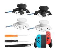 Switch Analog 3D Joystick Replacement 4 Pack and Repair Tool Kit for Switch OLED and Switch Lite Controllers Hall Effect No Drift Joystick Repair Kit with Tweezer Two screwdrivers