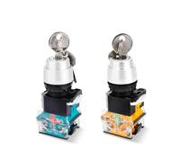 Switch Button Rotate LA38-11Y2 Two Positions 3P Self-locking 22mm 1NO 1NC 2NO 10Pcs(Two Position1NO1NC,Silver Contact)