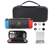Switch Carrying Case Compatible with Nintendo Switch OLED Model, 12 in 1 Accessories Kit with Carry Case, Clear Crystal Cover, Game Card Case Silicone Skin for Joy-Con 6 Thumb Grip Caps USB Cable