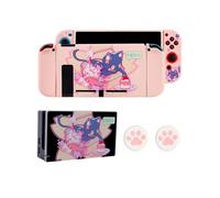 (Switch Case Set) NEKO Cat Switch OLED Case Storage Bag PU Carrying Case Pink Shockproof Shell Switch Hard PC Cover For Nintendo Switch Accessory