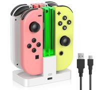Switch Charger for Joy Con with LED Light Bar, FYOUNG for Nintendo Switch/OLED Controller Charger Dock, Switch Accessories for Joycon Charging Stand with Individual LED Indicator - White