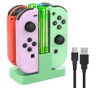 Switch Charger for Joy Con with LED Light Bar, FYOUNG for Nintendo Switch/OLED Controller Charger Dock, Switch Accessories for Joycon Charging Stand with Individual LED Indicator - Green