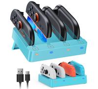 Switch Charger for JoyCon 2 & 1 - Compatible with Nintendo Switch 2/1 /OLED Controller Charger Charging Dock Accessories with Foldable Stand and LED Indicator - Blue