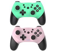 ＲＵＥＩＵＲＩ Switch Controller 2 Pack, Wireless Gamepad for Switch/Switch Lite, Pink and Green, with Gyro Axis, Turbo and Adjustable Dual Shock