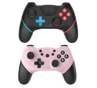ＲＵＥＩＵＲＩ Switch Controller 2 Pack, Wireless Gamepad for Switch/Switch Lite, Pink and Green, with Gyro Axis, Turbo and Adjustable Dual Shock (Pink+（Blue+Red）)