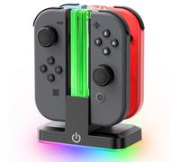 Switch Controller Charger for 4 Joycons with 9 RGB Light Modes, Joy con Charger Stand with LED Indicators, Switch Charging Dock for Joycon Charging (Not for Joycon 2)