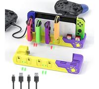Switch Controller Charging Dock Compatible with Nintendo Switch & OLED Model Joycons (Designed for Splatoon 3), MLIFEMFUL Switch Charging Station Charges up to 6pcs Joycon with Game Card Storage Stand