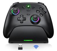 Switch Controller for Nintendo Switch/Lite/OLED with Charging Dock, Hall Effect Joystick Switch Wireless Pro Controller Work with iOS/Android/PC with LED Light, Programmable,TURBO & Wakeup