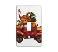 Switch Cover Plates/Exit Covers, Thanksgiving Turkey and Pumpkins in Rustic Red Truck, Festive Wall Accents, Thermoplastic Wall Plates, Single Rocker