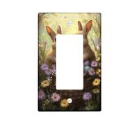 Switch Cover Plates, Soft Brown Rabbits with Colorful Eggs, Spring Seasonal Decoration, Thermoplastic Wall Plates, Standard Size Single Rocker