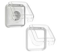 Switch Cover Socket Cover, Socket Protector, Waterproof, Self-Adhesive, Type 86 Flip Transparent Socket Cover for Bathroom, Kitchen, Home, Outdoor, 11.3 x 10.5 x 4.3 cm, Pack of 2, White
