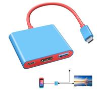 Switch Dock for Nintendo Switch & OLED Portable USB-C 3-in-1 TV Docking Station with 4K HDMI USB 3.0 Port 100W PD Charging Replacement Dock Compatible with Switch Steam Deck MacBook iPad (Blue + Red)