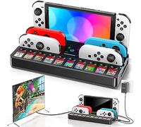 Switch Docking Station for TV with Controller Charger, Replacement for Switch TV Dock with HDMI Adapter, Nintendo Switch Charger Base Station Portable Charging Dock with 10 Game Slots