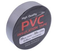 Switch Electronics 19mm x 33m Coloured PVC Insulation Insulating Self Adhesive Tape BSEN 60454-2 (Pack of 2, Grey)