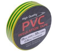 Switch Electronics 19mm x 33m Coloured PVC Insulation Insulating Self Adhesive Tape BSEN 60454-2 (Pack of 1, Yellow/Green)