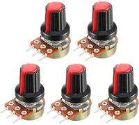 Switch Encoder 5pcs/lot Carbon Film Potentiometer WH148 15mm 3pin + Red Rotary Switch Knobs Cap Kit B1K 2K 5K 10K 20K 50K 100K 250K 500K 1M Resistor elements (Size : 10K Ohm)