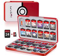 Switch Game Case Holder with 24 Cartridge Slots and 24 Micro SD Card Storage, Slim Portable Game Organizer Traveler Gift Accessories with Magnetic Closure, Protective Hard Shell and Soft Lining