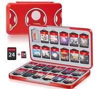 Switch Game Case Holder with 24 Cartridge Slots and 24 Micro SD Card Storage, Slim Portable Game Organizer Traveler Gift Accessories with Magnetic Closure, Protective Hard Shell and Soft Lining