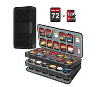 Switch Gaming Case for Switch/Switch OLED/Switch Lite with 72 Card Slots and 72 SD Magnetic Liftgate Grey Silicone Lining Brushed Textured Hard Shell Protection Portable Compact Storage Case. Black.