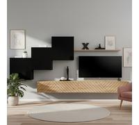 Switch Lamel X Modern Living Room Wall Unit With Cabinets And Shelving Black Top Wotan Bottom Bortaberg