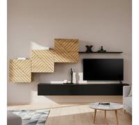 Switch Lamel X Modern Living Room Wall Unit With Cabinets And Shelving Wotan Top Black Bottom