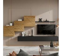Switch Lamel X Modern Living Room Wall Unit With Cabinets And Shelving Wotan Top Graphite Bottom