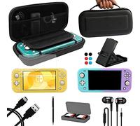 Switch Lite Accessories Bundle 9-in-1, Carrying Case for Nintendo Switch Lite, Grip Protective Cover/Joy-Con/Card Case, Screen Protector, Stylus, Headphone, Playstand, Cable & More Value Bundle