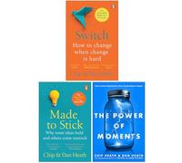 Switch, Made to Stick, The Power of Moments Collection 3 Books Set Chip Heath and Dan Heath